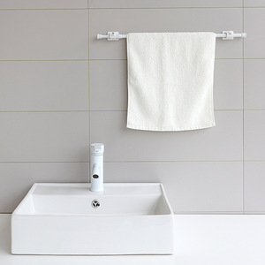 No Drill Telescopic Curtain Rod Adjustable Length Bathroom Kitchen Support <b>Pole</b> With Clips - Product Image 2