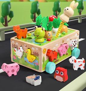 Vente en gros jouet voiture de ferme attraper des insectes <span class=keywords><strong>jeu</strong></span> enfants heureux voiture de ferme éducation précoce animaux appariement tirant radis jouet de pêche - Product Image 4