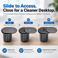 Prise de bureau encastrée avec couvercle coulissant, USB-A et USB-C, pour bureau et table de conférence, fournisseur OEM