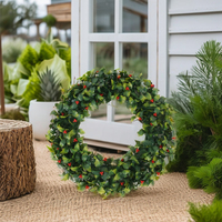 Populaire Fabriek Directe Verkoop Kunstmatige Groene Krans Mini Buxus Slinger Nieuw Jaar Ophangen Rood Fruit Slinger Voor Huisdecoratie