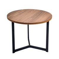Ensemble de tables basses modernes de luxe en placage de noyer, revêtement en papier, rond, en MDF noir, meubles de salon, table basse pour le thé