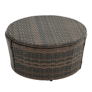 KD Rattan Round Lounge With <b>Canopy</b> Outdoor Bali Bed Wicker Sofa Bed With Lift Coffee Table - Product Image 4