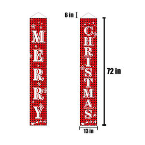 AOZHAN Decoraciones de Navidad Rojo Feliz Navidad Porche Signo Navidad Colgando Hogar Puerta personalizada Banner - Product Image 2