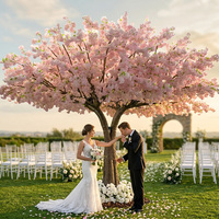 Fleurs de soie Cerisier Faux arbre de fleurs de cerisier rose pour la décoration intérieure d'hôtel Plantes artificielles géantes