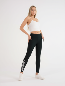 Leggings Yoga J811R a Vita Alta, Elasticizzati in Quattro Direzioni, in Spandex e Poliestere, con Stampa a Lettere e Elastico sulla Gamba Sinistra - Product Image 1
