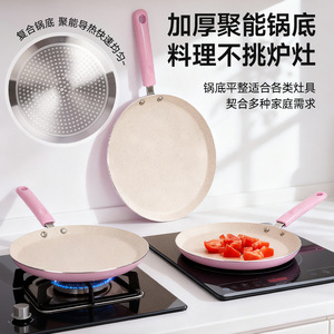 Poêle à crêpes antiadhésive en acier inoxydable 430 à fond simple pour cuisinières à gaz et à induction - Product Image 1