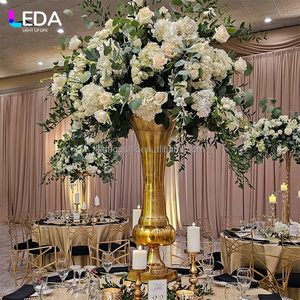 Jarrón Grande Plateado LEDA para Decoración de Bodas, Centro de Mesa, Soporte para Exhibición de Flores para Fiestas y Banquetes - Product Image 3