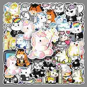 50 autocollants mignons de poulains de dessin animé pour l'année du Cheval, imperméables, style Kawaii, pour agenda et décoration de réfrigérateur, pour les filles - Product Image 1
