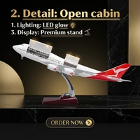 Modèle d'avion en résine LED Qantas Boeing 747-400 avec cabine ouvrante, avion peint, ornement de présentation pour la maison, le bureau ou comme cadeau