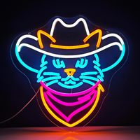 Enseigne néon Cowboy Cat - Lumière LED néon réglable et dimmable - Enseigne murale néon, Lumière pour la décoration intérieure