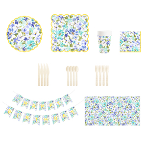 Platos y Servilletas de Papel con Diseño de Flores Silvestres DAMAI, Juego de Vajilla Floral para Decoraciones de Primavera, para 6 Personas - Product Image 2