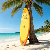 Planche à pagaie gonflable orange tropicale de 9'6'', SUP junior stable de 31'' de large et 5'' d'épaisseur, planche de stand-up paddle légère, 290 cm