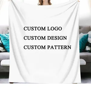 OEM Conception de logo personnalisé personnalisé Couverture personnalisée avec impression numérique photo 3D en polaire vierge Sublimation blanche