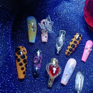 Súper personalizado extraíble grabado estilo brillante Nail Art <span class=keywords><strong>relieve</strong></span> francés cubierta completa acrílico <span class=keywords><strong>uñas</strong></span> Consejos hecho a mano prensa <span class=keywords><strong>en</strong></span> las <span class=keywords><strong>uñas</strong></span> - Product Image 2