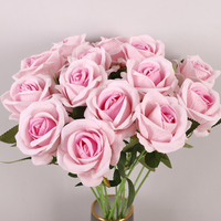 Fleurs Artificielles en Velours Roses Simples en Gros Usine Rouges Blanches Bleues Roses Noires Violettes Personnalisées Fleurs Décoratives
