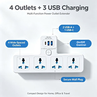 Multiprise murale 4 voies avec 3 ports USB (USB-C + 2 USB-A) – Adaptateur universel multifonction