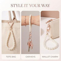 Dragonne porte-clés en fausses perles, lanière perlée pour porte-clés, perles blanches, accessoires de sac, sangle de sac à main