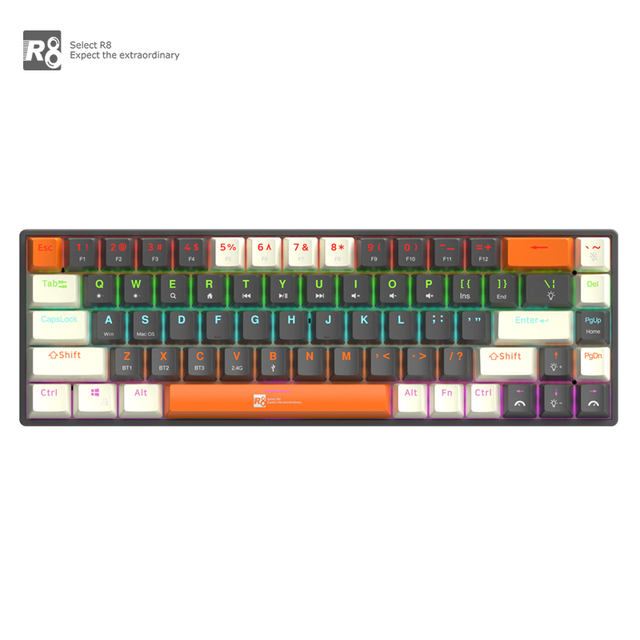 R8 Hot Sales Wired Wireless Mechanical Keyboard Rgb Light up Backlit Backlight Led Pc Computer Game Gaming Keyboard