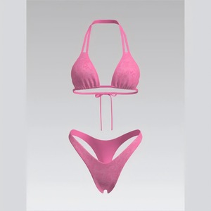 Elegante Traje de Baño de Dos Piezas con Cuello Halter, Push-Up, Bordado y Abertura, con Top de Atar en la Espalda, Ideal para la Playa o Resorts - Product Image 1