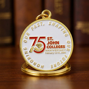 Llavero con Logotipo Personalizado, Metal, Aleación <span class=keywords><strong>de</strong></span> Zinc, Chapado en Oro, Conmemorativo del 75.º Aniversario, Esmaltado, para Marca - Product Image 4