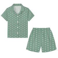 Pyjama pour enfants en fibre de bambou personnalisé, ensemble deux pièces, doux, respirant, manches courtes, motif à pois, printemps été
