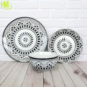 2023 Wholesale Cheap OEM modern Porcelain Platter Set Tableware for gift with color box packing flower Pad printing