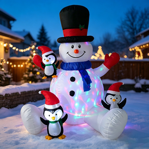 Muñeco <span class=keywords><strong>de</strong></span> <span class=keywords><strong>Nieve</strong></span> Inflable Gigante <span class=keywords><strong>de</strong></span> Navidad con Pingüinos y Luces LED, Decoración para Jardín Exterior, 210 cm - Product Image 4