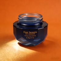 Ensemble de flacons de soin de la peau personnalisés de qualité supérieure 30 50G Verre dégradé bleu foncé Bouchon doré Base taillée en diamant Emballage de sérum facial de luxe