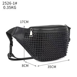 Sac punk populaire, sac de poitrine décontracté pour homme, nouveau sac banane polyvalent à rivets 2025 sur <span class=keywords><strong>AliExpress</strong></span> - Product Image 4