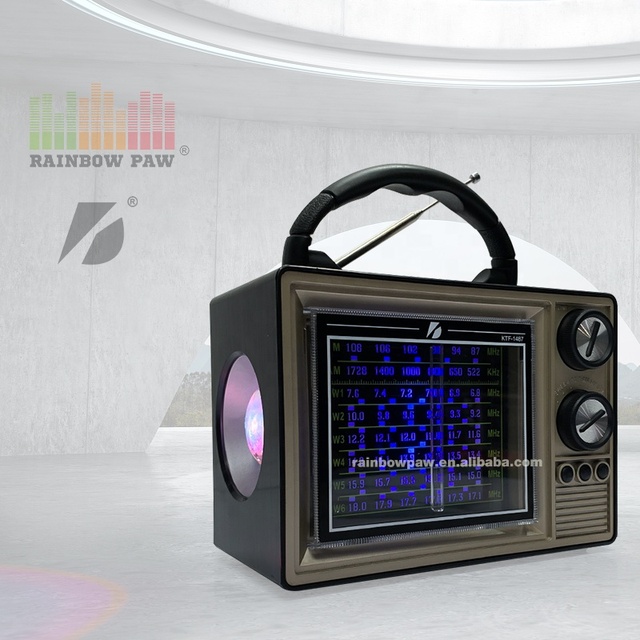 Ktf-1487 Retro Wireless Portable Am Fm Sw Full Bands Radio Speaker Vintage Bt Speaker with Torch Light Aux Tf Usb Mp3 Player