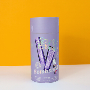 Boîte cylindrique en papier personnalisée de couleur violette pour l'emballage de cosmétiques et la présentation de cadeaux - Product Image 1