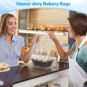 Clear Plastic Take Out <b>Bags</b> 9.4x5.9x13.8 In Die Cut Handles Heavy Duty Square Bottom <b>Bulk</b> For Business Shopping - Product Image 2