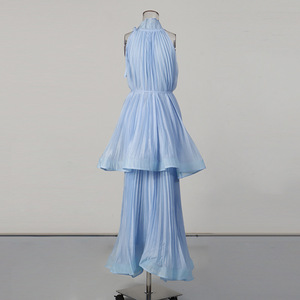 <span class=keywords><strong>Vestido</strong></span> Bettergirl 2026 para Ramadán, de lujo ligero, color <span class=keywords><strong>azul</strong></span> claro, con cuello alto y plisado. - Product Image 4
