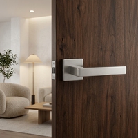 Poignée de porte carrée étanche pour salle de bain, style INS, finition satinée, levier de porte carré droit