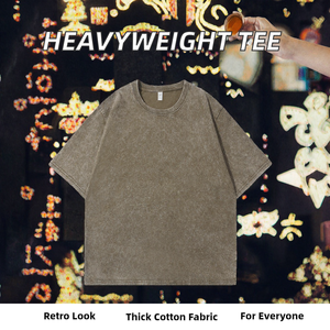 เสื้อยืดผู้ชายทรงโอเวอร์ไซส์ ผ้าเจอร์ซีย์ถัก 100% คอตตอน หนัก 280 กรัม สีพื้นสไตล์วินเทจ พิมพ์ลายซิลค์สกรีน แขนสั้น รับผลิตแบบ OEM - Product Image 2