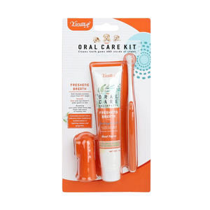 Kit de Soins Dentaires pour Animaux de Compagnie en Gros, Brosse à Dents à Trois Têtes Double, Outil de Nettoyage des Dents en Plastique, Parfum Frais, Combat le Tartre - Product Image 6