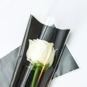 卸売OPPプラスチック花包装紙厚くシングルローズフラワースリーブ