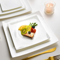 Assiette carrée en céramique de porcelaine fine, style français, pour steak et dessert, idéale pour le thé de l'après-midi, écologique et haut de gamme pour la maison