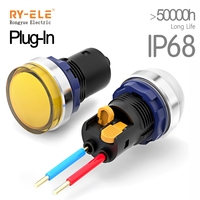 22mm IP65 Étanche LED Voyant Lampe Bouton Poussoir Plat/Rotule 250V Max Tension 25A Max Courant 1NO1NC