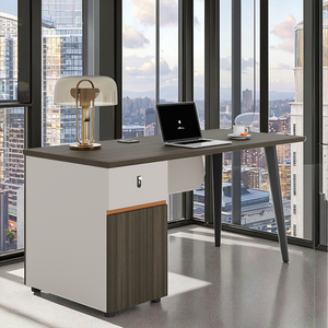 <span class=keywords><strong>Bureau</strong></span> de direction en bois de manguier antique en forme de <span class=keywords><strong>L</strong></span>, design industriel durable LINOU S-104, hauteur réglable, multi-tiroirs - Product Image 2