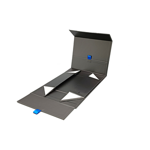 Recyclable <b>black</b> book-shaped foldable cardboard <b>gift</b> <b>box</b>, customizable clamshell magnetic <b>gift</b> <b>box</b> - Product Image 4