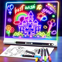 Tableau de dessin pour filles, projecteur de lecture, d'écriture et de dessin, tableau magique à LED lumineux, rechargeable, 16 pouces