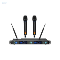 Système de microphone sans fil UHF double canal True Diversity, 200 canaux, portée 100m, micros portatifs pour Karaoké, Église, Scène, Réunion