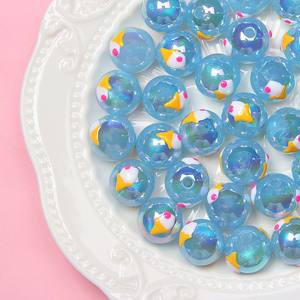 Cuentas redondas nuevas pequeñas y frescas Diy cuentas pintadas coche colgante pulsera accesorios cuentas acrílicas cuentas de tulipán animales lindos - Product Image 5