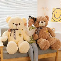 Set mainan boneka beruang Teddy warna-warni & klasik, boneka beruang lembut dengan dekorasi pita/dasi kupu-kupu mainan mewah