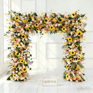 Toile de fond de fleurs artificielles, arrangements floraux en soie entièrement blancs faits à la main, mur de fleurs, arche de mariage pour la décoration d'événements de mariage - Product Image 2