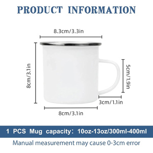 Custom White Metal Vintage Imitation Enamel Sublimation <b>Coffee</b> Mugs 12oz Enamel Cups for Sublimation Printing - Product Image 2