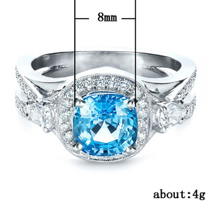 Anello Statement Blu Mare da Donna, Lusso, a Goccia, Geometrico, Aperto, Regolabile, in Lega, Elegante, Stile Fidanzamento, Gioiello alla Moda - Product Image 5
