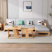 Juego de Sofás Nórdicos de Madera Maciza - Modelo Combinado de Tela para Sala de Estar Pequeña, Moderno y Sencillo para el Hogar - Sofá de Estilo Rústico