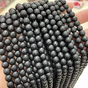Wholesale Loose <strong>Beads</strong> 6/8/10mm Natural Stone Faceted Matt Black <strong>Agates</strong> for Jewelry Making - Product Image 5